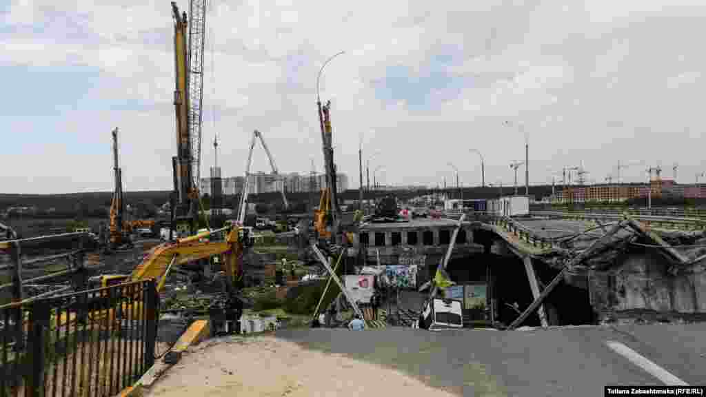 Ukraine -- Destroyed Irpin bridge