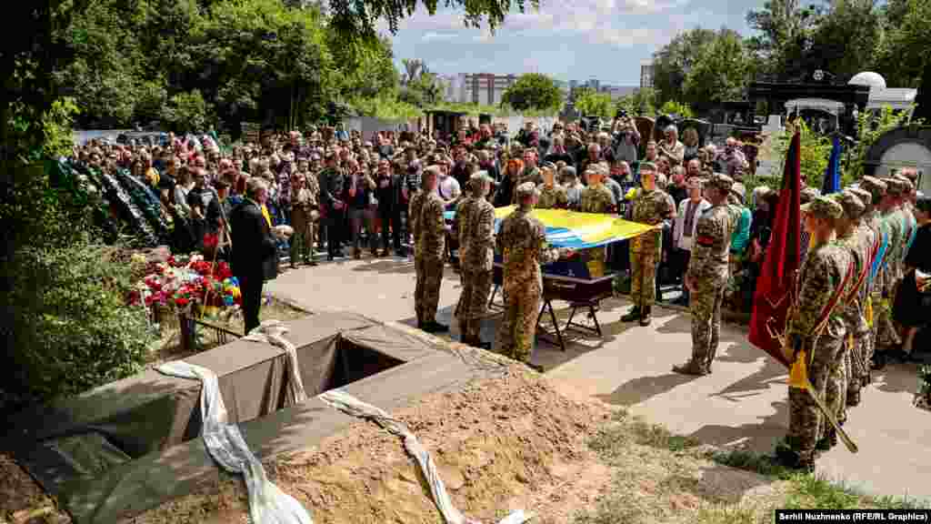 Прощання з Романом Ратушним на Байковому кладовищі в Києві&nbsp;