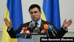 UKRAINE – Ukrainian Foreign Minister Pavlo Klimkin speaks during a news conference in Kyiv, January 22, 2018