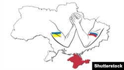 Ukraine -- Ukraine map russia hands flag flags Crimea, Kyiv, 02Apr2014