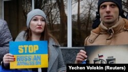 Участники акции протеста против действий России в Керченском проливе. Одесса, 26 ноября 2018 года