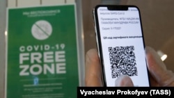 Проверка QR-кода у посетителя в ресторане, иллюстрационное фото 